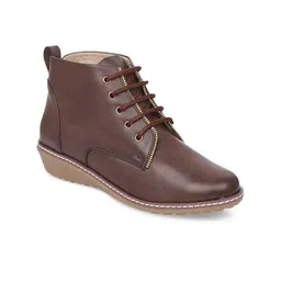 VALIOSAA Women Brown Solid Heeled Boots-image-23