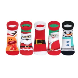 Supersox Kids Pack of 5 Multicoloured Christmas Patterned Ankle-Length Socks-2