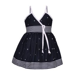 Wish Karo Girls Printed Navy Blue Fit and Flare Dress-picture-37