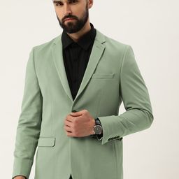 Peter England Elite Self Design Textured Neo Slim Fit Single Breasted Formal Blazer-picture-5