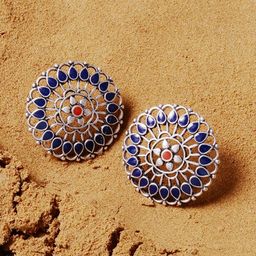 Voylla Silver-Toned Teardrop Shaped Studs-16