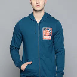 Puma Men Blue Brand Logo Printed Hooded Sweatshirt-picture-53