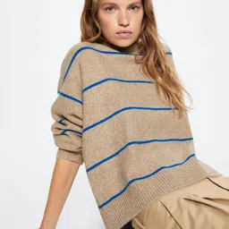 MANGO Women Sustainable Striped Oversized Pullover-image-52