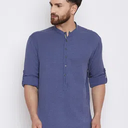 even Men Blue Solid Straight Kurta-image-74