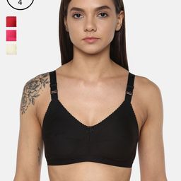 Leading Lady Pack of 4 Solid Non-Wired Non Padded T-shirt Bras m-CONCENT-4-image-78