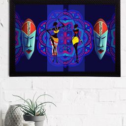 eCraftIndia Violet & Blue Tribal Theme Satin Matt Textured UV Wall Art-image-48