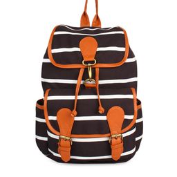 Lychee bags Women Black & White Striped Backpack-image-21