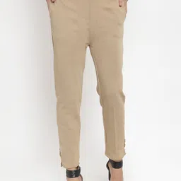 Clora Creation Women Beige Solid Cropped Woollen Trousers-image-42