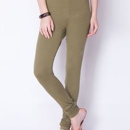 Dollar Missy Women Olive Green Solid Churidar Length Leggings-image-62