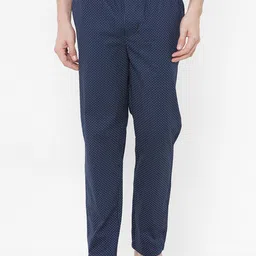 URBAN SCOTTISH Men Navy Blue & White Printed Lounge Pants-image-100