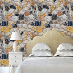 Jaamso Royals Grey & Yellow Stone Brick Wallpaper-picture-18