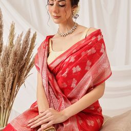 DIVASTRI Woven Design Zari Organza Banarasi Saree-49