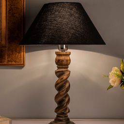 Homesake Black & Blue Textured Handcrafted Bedside Standard Table Lamp with Shade-49