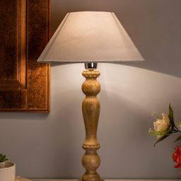 Homesake Beige Solid Eureka Polka Handcrafted Table Lamp with Shade-12