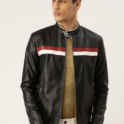 Leather Retail Men Black Solid Lightweight Biker Jacket-picture-32