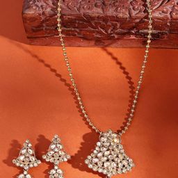 ADIVA 18K Gold-Plated Kundan Studded Jewellery Set-image-77