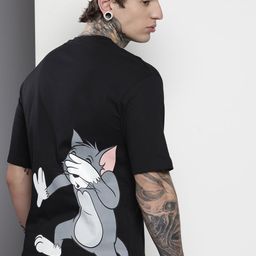 The Indian Garage Co Tom & Jerry Printed Oversized Pure Cotton T-shirt-image-73