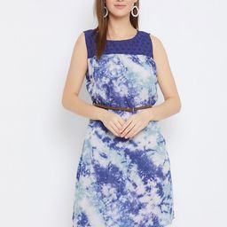Bitterlime Blue Tie Die Sheath Dress-image-8