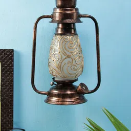 Devansh Copper Multicolor Mosaic Glass Wall Mounted Lantern-16