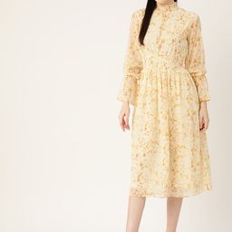 Deewa Printed Puff Sleeve Georgette Drop-Waist Dress-image-62