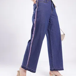 glitchez Women Cool Edge Frayed Baggy Fit High-Rise Jeans-image-5