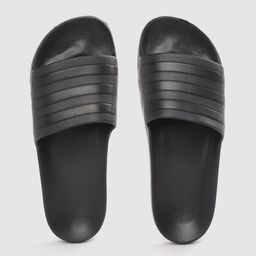 ADIDAS Unisex Black Adilette Aqua Striped Sliders-image-11
