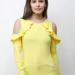 Cation Women Yellow Solid Top-picture-47