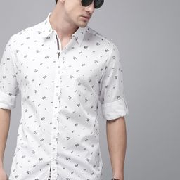 Roadster Men White Conversational Printed Cotton Casual Sustainable Shirt-image-95