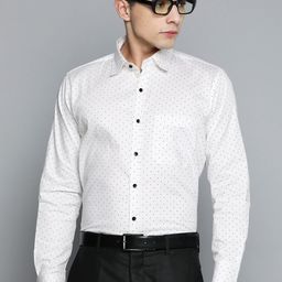 DENNISON Men White Smart Polka Dots Printed Formal Shirt-image-96