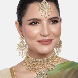 Peora Gold-Plated Kundan Faux Pearl Jewellery Set-57