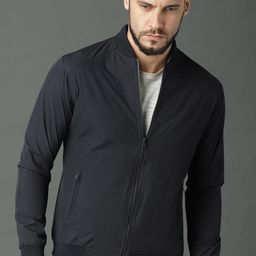Roadster Men Navy Blue Solid Bomber-image-22