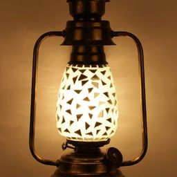 Devansh White & Silver-Toned Mirror Embellished Textured Contemporary Wall Lantern-16