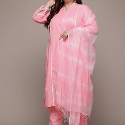 Readiprint Fashions Plus Size Embellished Pure Cotton Kurta with Palazzos & With Dupatta-picture-20