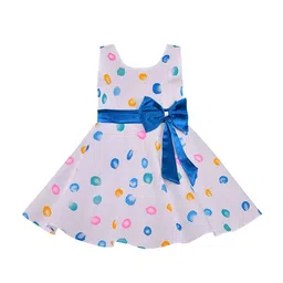 Wish Karo Girls Off-White & Blue Printed Fit and Flare Dress-picture-29