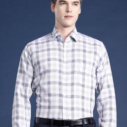 Hancock Men Slim Fit Checked Formal Shirt-image-3