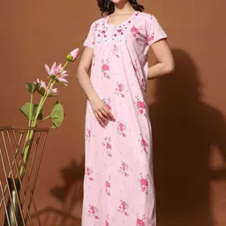 9shines Label Pink Embroidered Maxi Nightdress-image-87