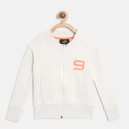 Alcis Girls Off-White Solid Sweatshirt with Embroidered Detail-image-81