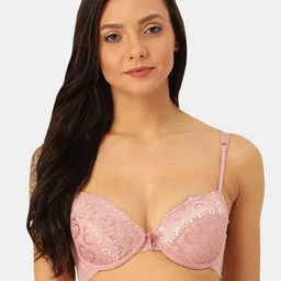 MAKCLAN Pink Lace Underwired Lightly Padded Plunge Bra K11013BM-image-77