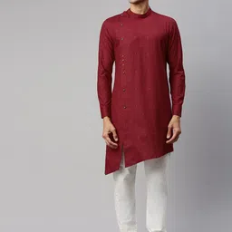 Manyavar Men Maroon Woven Design Straight Kurta-image-65