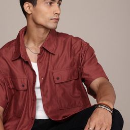 The Roadster Life Co. Self Striped Drop-Shoulder Sleeves Relaxed Fit Casual Shirt-image-26