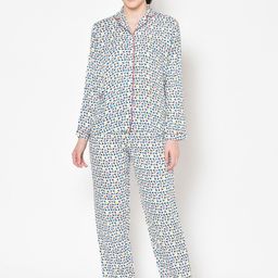 Cation Women White & Blue Printed Night suit-image-23