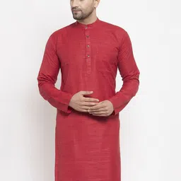 Jompers Men Maroon Solid Straight Kurta-45