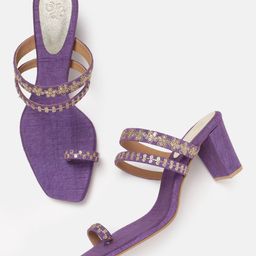 House of Pataudi Ethnic Embellished Block Heel-48