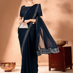 Leelavati Women Embellished Pure Chiffon Saree-20