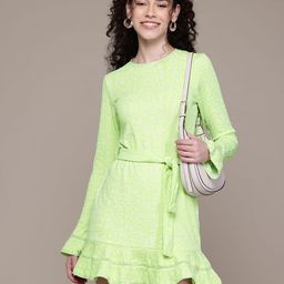 Freehand by The Indian Garage Co Self Design A-Line Mini Dress-image-70