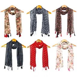 StoleVilla Women Pack Of 6 Printed Cotton Scarf-picture-17