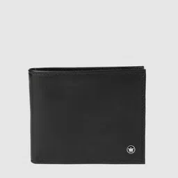 Louis Philippe Men Black Solid Leather Two Fold Wallet-16