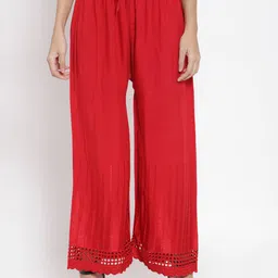 Clora Creation Women Red Solid Straight Palazzos-60