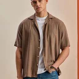 Snitch Textured Cuban Collar Boxy Casual Shirt-picture-37