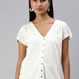 EVERYDAY by ANI Women White & Yellow Printed Top-image-30
